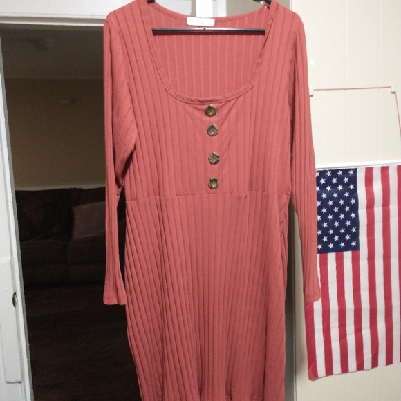 Plus Size Coral Sweater Dress - Picture 1 of 2
